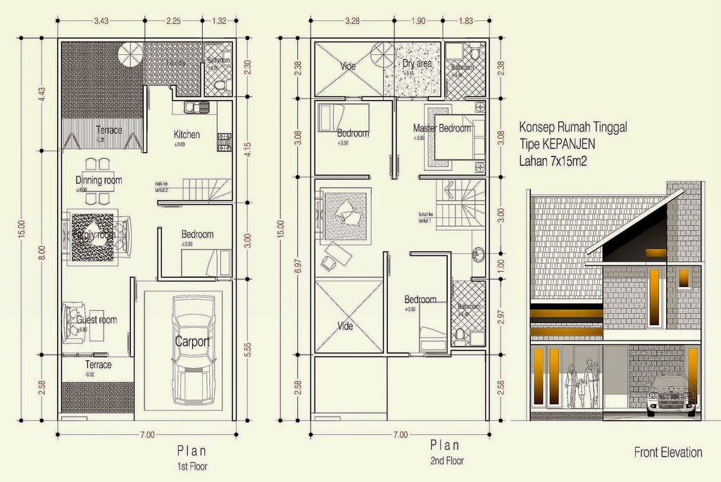  Denah  Rumah  Minimalis Type  36 45 54 60 70  80 100 