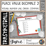 Place Value with Decimals Trashketball Math Game