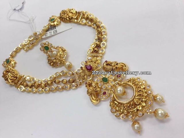 Peacock Chandbali Necklace 72 Grams