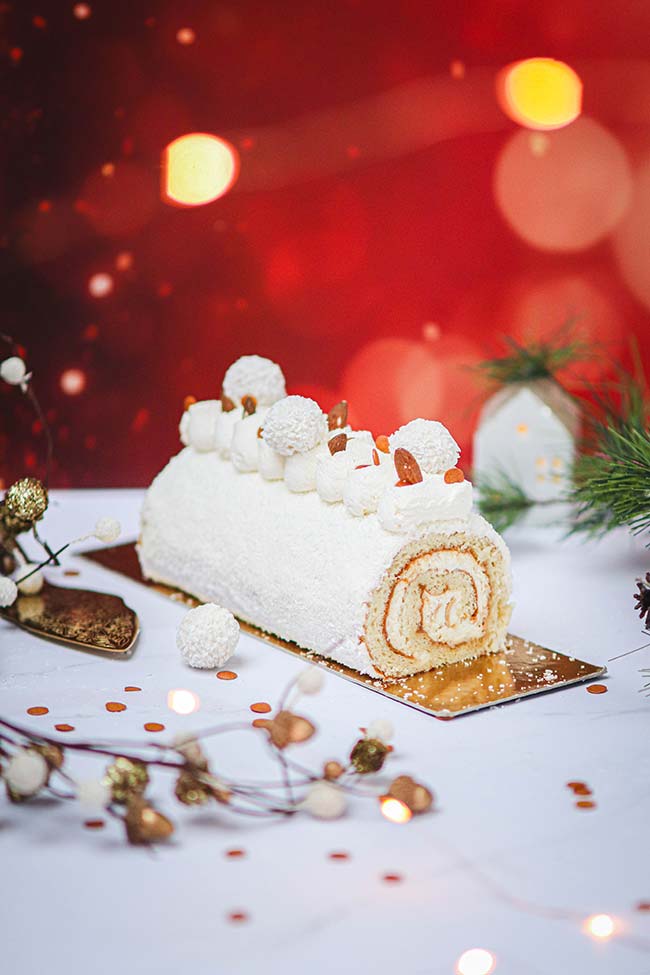 Bûche de Noël Raffaello caramel et noix de coco : Il était une fois la  pâtisserie