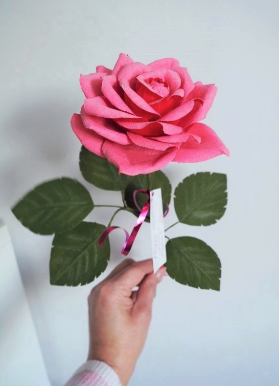 'Sisters'- Crepe Paper pink and Red Garden Roses