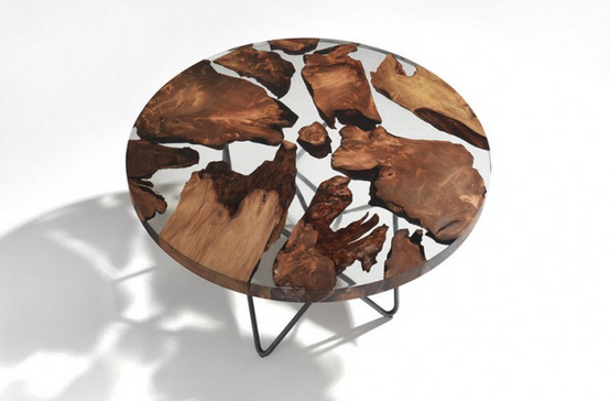 11 Desain meja  kombinasi kayu  dan epoxy resin  super unik 