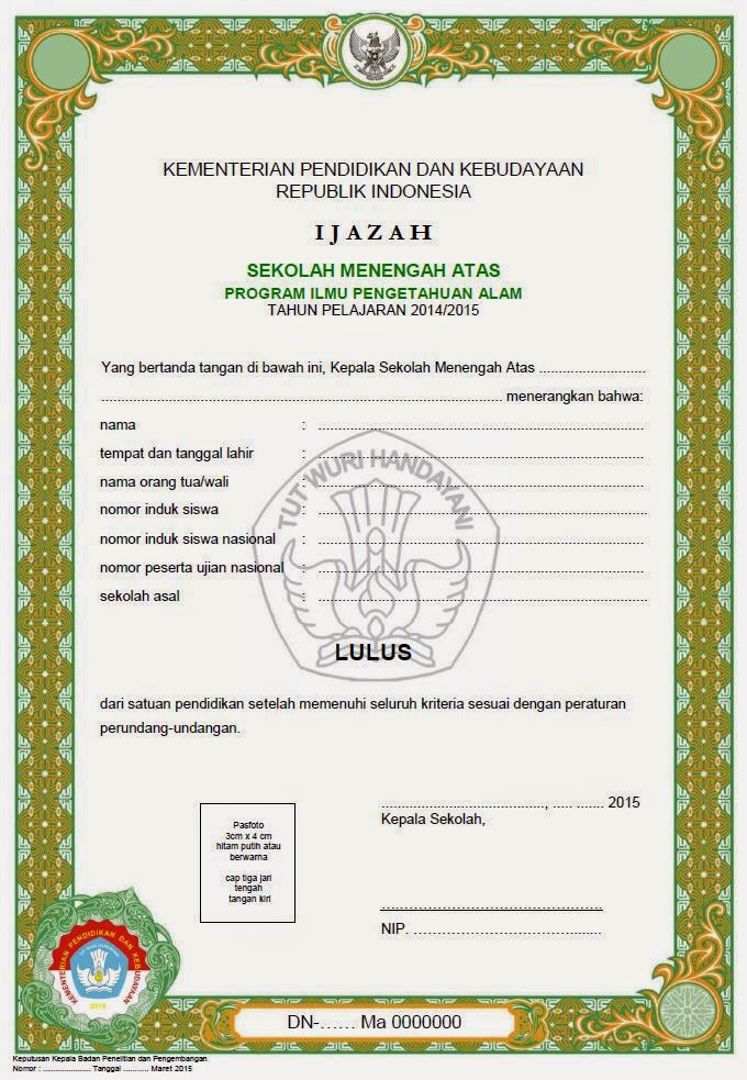 Format Ijazah dan SHUN 2015 - Husnan[dot]Com