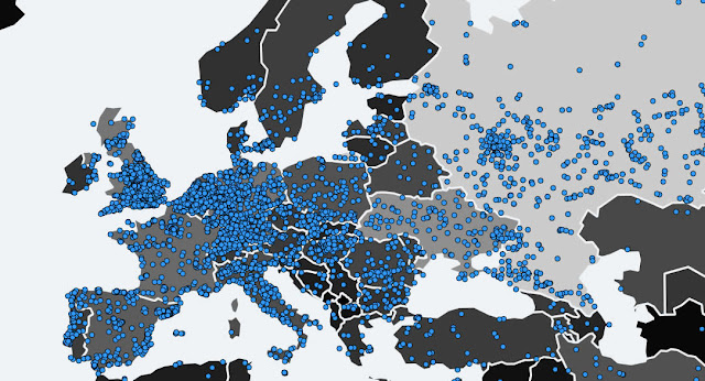 Mapa mostra Europa "banhada" por ransomware Wanna Cry.