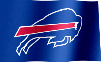 The waving fan flag of the Buffalo Bills with the logo (Animated GIF)