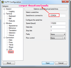 Putty setting serial communication