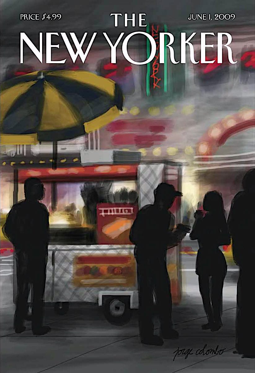 a Jorge Colombo illustration for the June 1 2009 New Yorker Magazine cover, in silhouette
