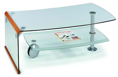 Glass Tables on Glass Coffee Table With Beveled Glass Shelf