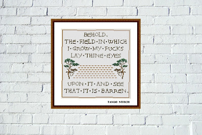 Behold the field in which I grow funny meme medieval cross stitch pattern