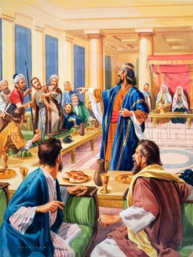 The Parable of the Wedding Feast.  Original artwork for illustration on p18 of The Bible Story issue no 12.  Lent for scanning by The Gallery of Illustration.