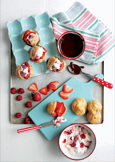 Raspberry and Strawberry Profiteroles