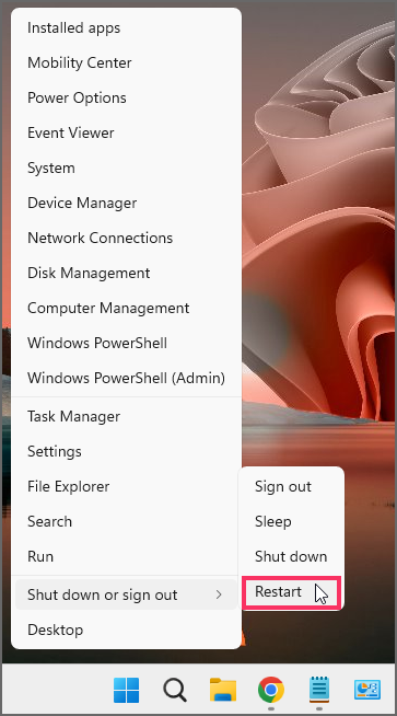 2-power-user-menu-restart-windows-11