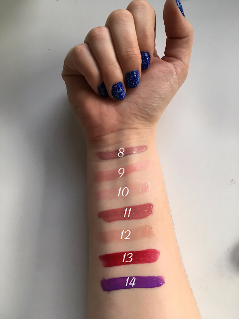 lipstick swatches of the following cailyn hospitable matte tint clinique pink honey lancome juicy shaker boom-meringue manna kadar lip locked priming stain gloss lucky tarte rainforest of the sea lip rescue quench nude urban decay vice lipstick rock steady nyx liquid suede run the world