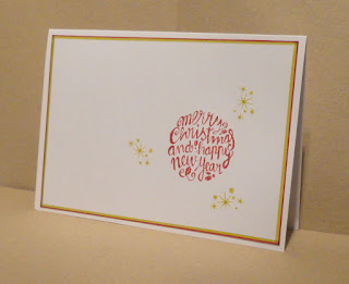 CAS Christmas card, words in a circle with starts around, landscape