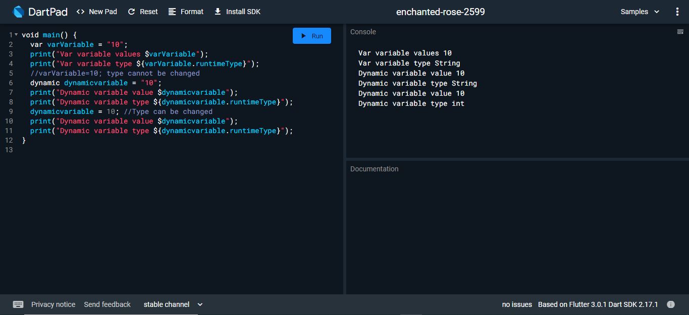 Varanasi Software Junction: Var and Dynamic in Dart