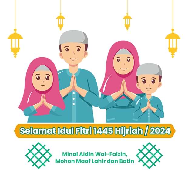 ucapan selamat idul fitri 2024 islami dengan gambar