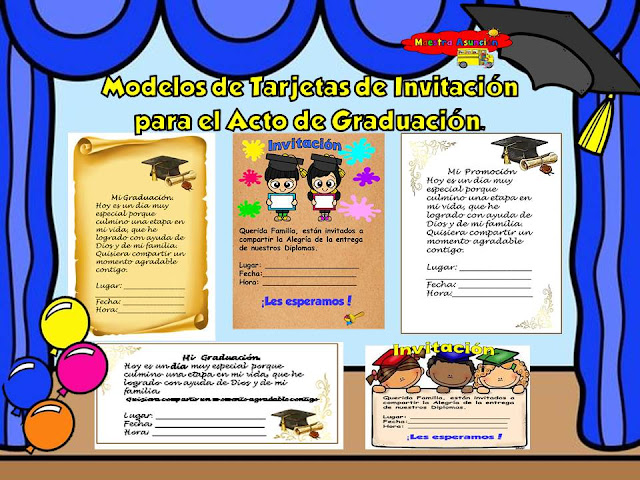 Invitaciones para el acto de Graduación.