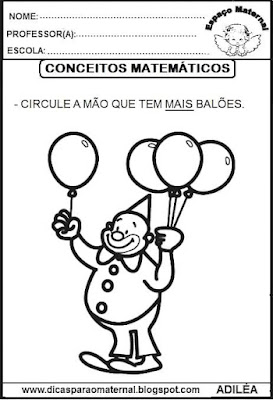 Conceitos matemáticos educação infantil,dia do circo
