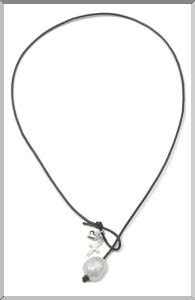 Freshwater pearl on black leather 'AB' necklace