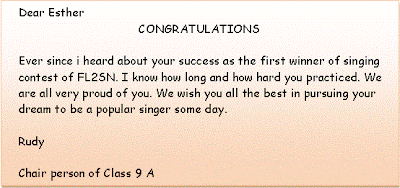 Congratulation Card + jawaban: Winning Singing Contest ~ M 