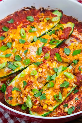 Chicken Enchilada Stuffed Zucchini