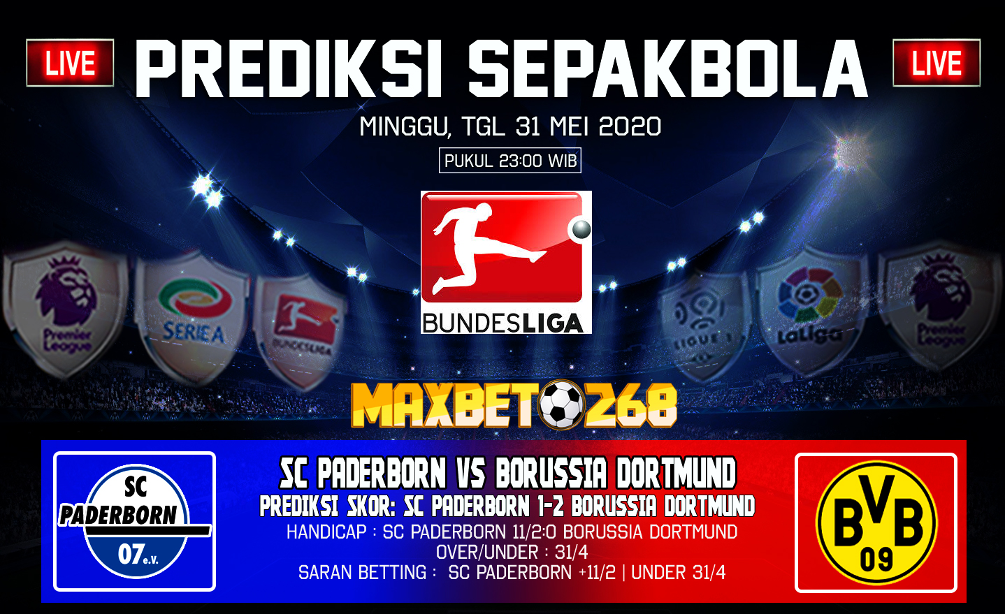  Prediksi Bola SC Paderborn Vs Borussia Dortmund 31 Mei 2020 Pukul 23.00 WIB