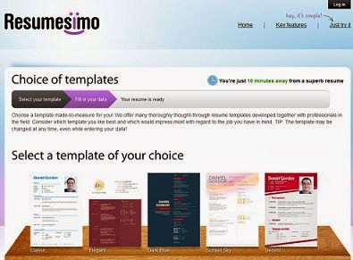free Resumesimo Online Resume Builder with pre defined templates