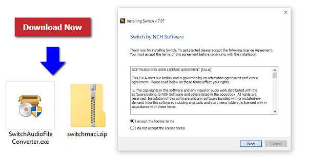 An image demonstrating how to download and install Switch Audio File Conversion Software