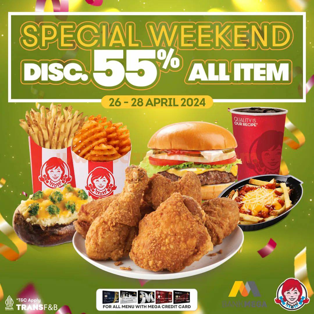 Promo WENDYS SPECIAL WEEKEND Diskon 55% All Item