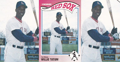 Willie Tatum 1990 Lynchburg Red Sox card, Tatum posed in batting stance