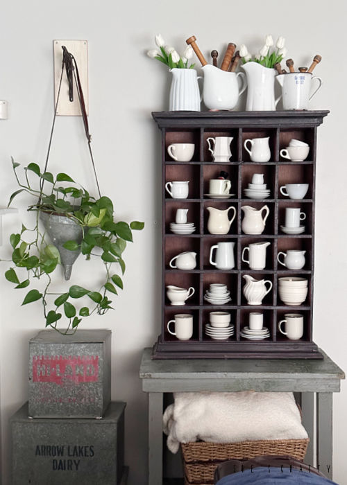 Vintage Cubby with Ironstone.