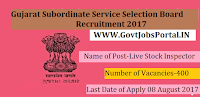Gujarat Subordinate Service Selection Board Recruitment 2017– 400 Live Stock Inspector