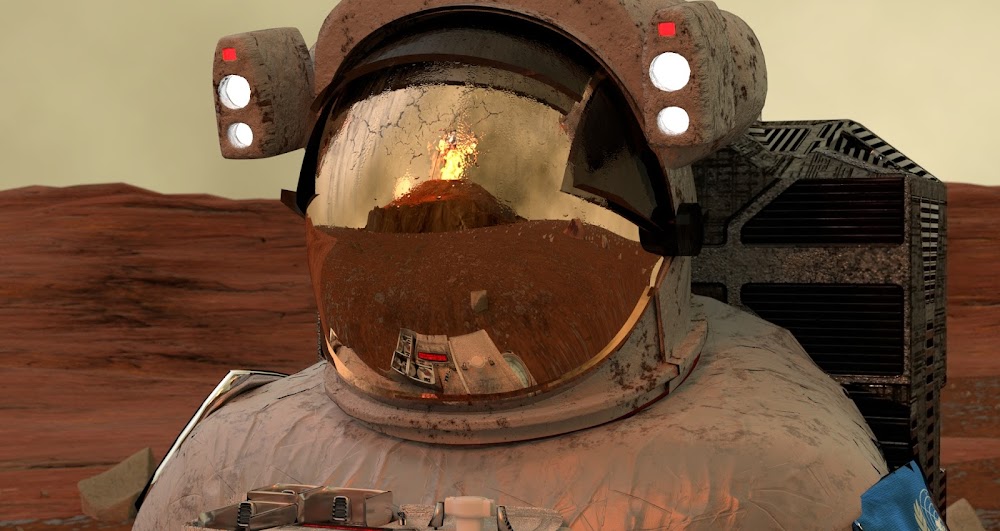 Eruption of the Olympus Mons on Mars seen by an astronaut