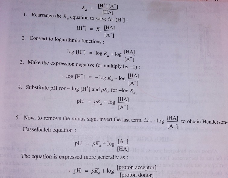 Biochemistry Unit-1: Henderson-Hasselbalch Equation