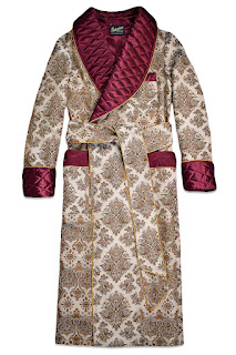 mens gold burgundy dressing gown quilted housecoat smoking jacket silk cotton