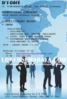 Walk In Interview di D's Cafe Surabaya Terbaru Juni 2019