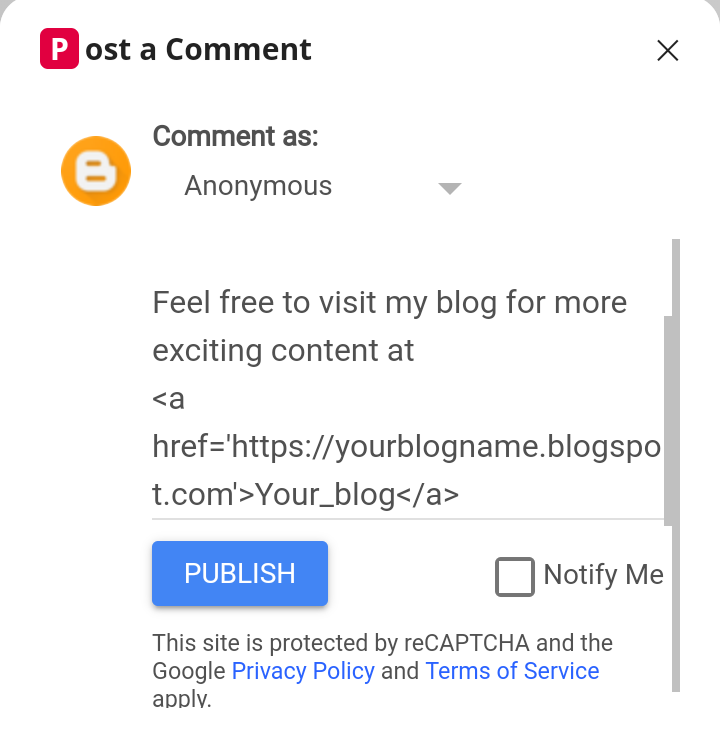 Posting an Embedded Link to Blogger Comments