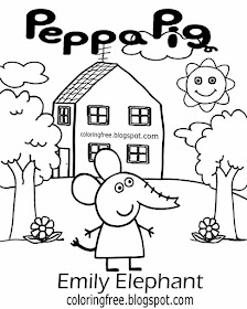 Funny piggy Teens illustration ideas Emily Elephant Peppa pig easy drawing printable colouring pages