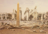 View of the Ruins of the Temple of Karnak by Eduard Hildebrandt - Landscape Drawings from Hermitage Museum