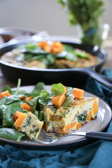 BUTTERNU;SQUASH ;MUSHROOM; BACON; FRITTATA