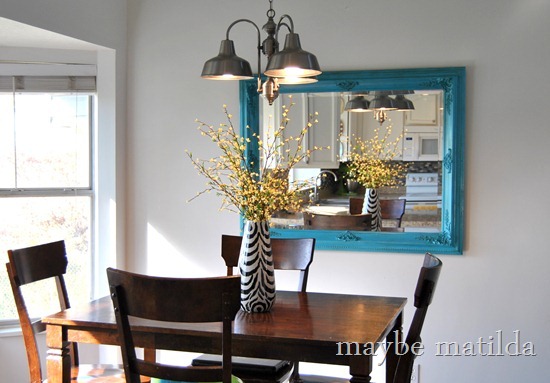 Turquoise kitchen mirror