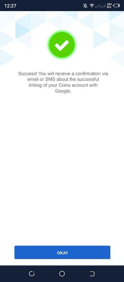 linking of coinsph to google play is successful