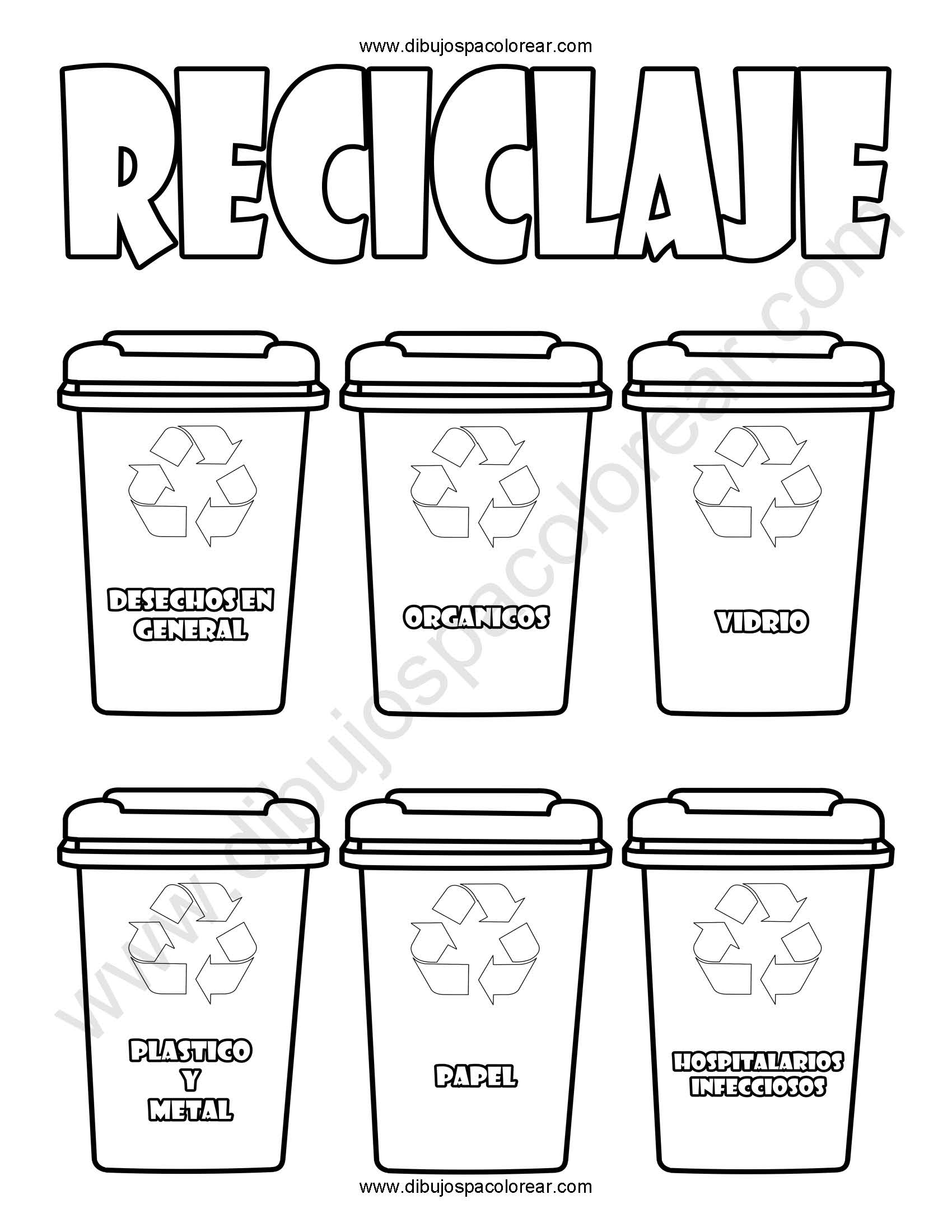 Día Mundial del Reciclaje dibujo para colorear