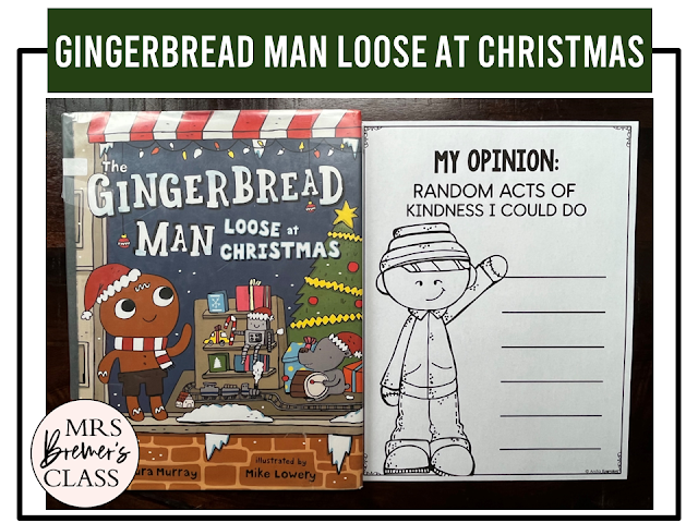 Gingerbread Man Loose at Christmas book activities unit with literacy printables, reading companion activities and a craft for Kindergarten and First Grade