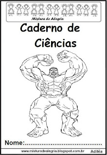 Capa para caderno ciências do Hulk