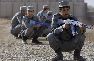 Afghanistan police with rubber guns