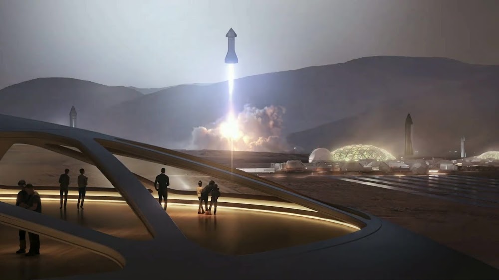 SpaceX's Starship landing at Mars Base Alpha