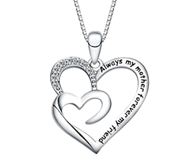 FANCYCD “Always My Mother Forever My Friend” Double Heart Necklace