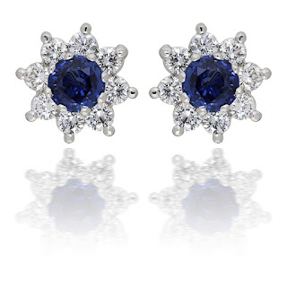 Sapphire and Diamond Earrings in 14k White Gold 
