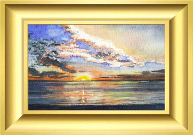 sunset, painting, art, Jillian  Crider, artist, seascape, watercolour, adelaide, watercolor, original,